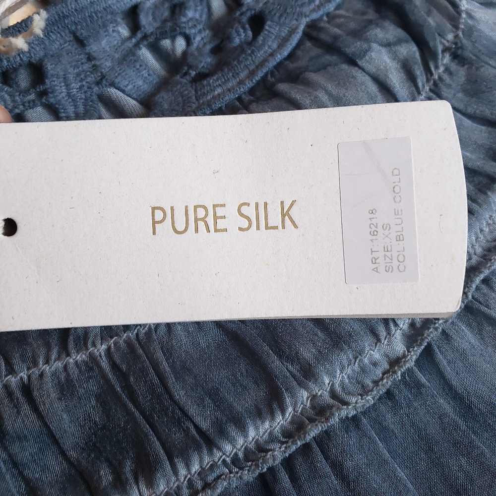 NWT 100% silk Bellambra blue cold oversized flowy dress size XS - Picture 8 of 10
